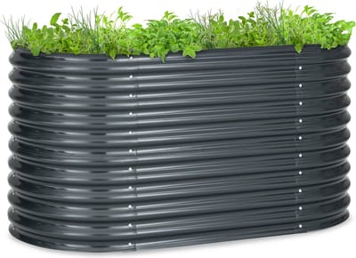 Blumfeldt verhoogd bed, Groot kruidenbed Eenvoudig te monteren, Verhoogd bed tuin & balkon, Vrijstaand groentebed voor bloemen, fruit & groenten, Metalen verhoogd bed, Tuinbed 160 x 80 x 80 cm, Verhoogd bed grijs