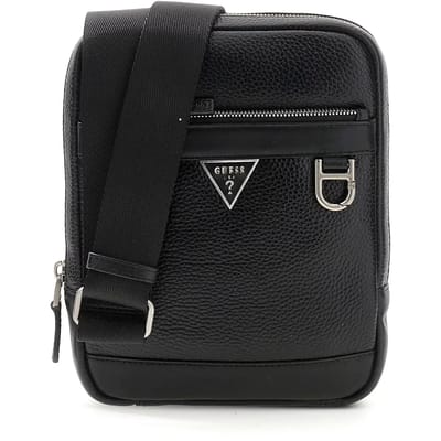 GUESS Leren schoudertas Monaco Crossbody Black zwart