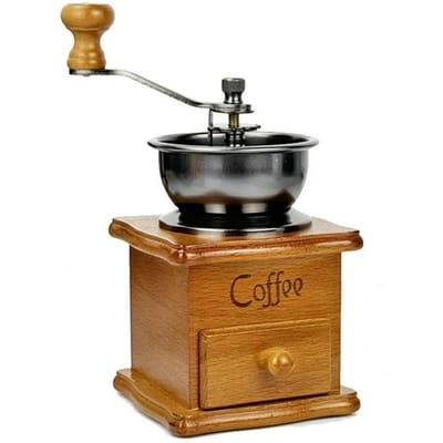 1 Stuks Vintage Handmatige Koffiemolen Thuis Handzwengel Koffiebonenmolen Hout Vintage Stijl Professionele Barista Koffieaccessoires gray