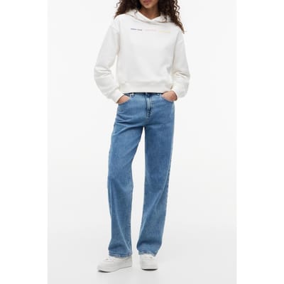Tommy Hilfiger Relaxed Repeat Logo Hoodie Ecru Größe: M | Kaputzenpullis Outlet | Damen | Braun