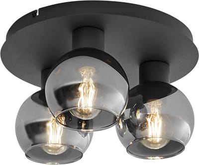 QAZQA vidro - Art Deco Plafondlamp - 3 lichts - Ø 32 cm - Grijs - Woonkamer | Slaapkamer | Keuken