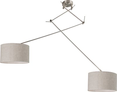 QAZQA Hanglamp staal met kap 35 cm lichtgrijs verstelbaar 2-lichts - Blitz