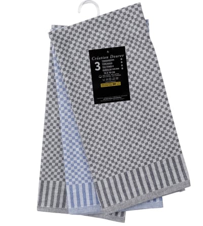 Theedoekenset Yoko - 70x70 - 3 stuks - Geblokt - 100% katoen - Horeca Theedoeken - Profesional 243gram/m²