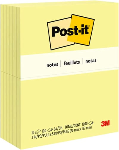 Post-it Pop-up Notities 3x5 Inch, 12 Blokken, Schoon Verwijderen, Recyclebaar, Geel
