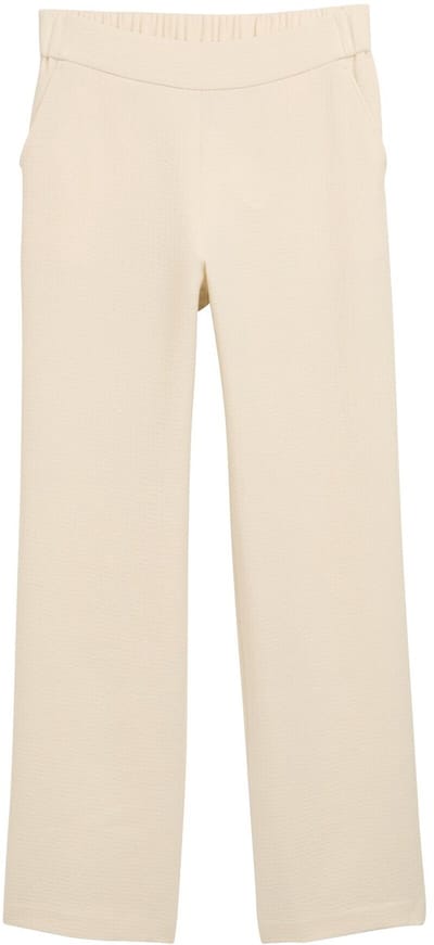 Tom Tailor - TTLEA seersucker rechte broek - Maat 44/32 - champagne