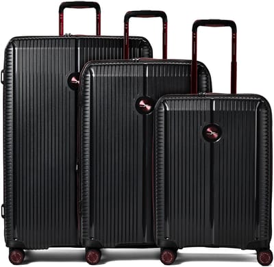 Polestream Paris 4 wielen Kofferset 3-delig met uitbreidingsplooi - Harde bagage - TSA slot - black metallic