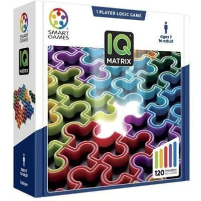 SmartGames IQ Matrix - Logisch Denkspel & Reispuzzel - 120 Opdrachten met Holle Puzzelstukken - Educatief Solospel - Vanaf 7 Jaar