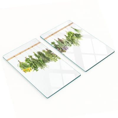 Decoratieve snijplanken van gehard glas met kruidenkoord, 2x30x52 cm