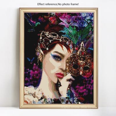 Peinture diamant à faire soi-même, broderie complète ronde, mosaïque de fille, point de croix, image en strass 20X30CM black