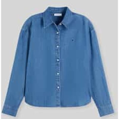 Tommy Hilfiger Light Denim Boxy Shirt Mid Blue Wash Größe: 34 | Business hemden Outlet | Damen | Blau