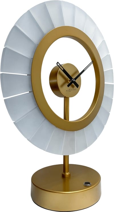 Tafellamp & klok 33x16x42Hcm-Stilte-Champagne Goud-Metaal/Acryl-NeXtime 'Ting'
