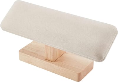 Houten Armbandhouder met T-Bar voor Horloges en Sieraden, Verstelbare Organizer in Lichtgrijs, 19.5x5x9cm, Ideaal voor Retail en Thuisgebruik
