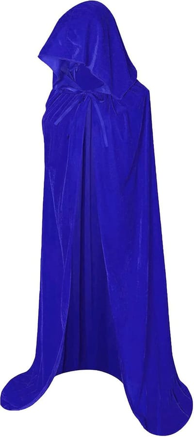 Blauwe cape - velours mantel blauw - maria cape - maria outfit - masquerade kostuum - carnavalscape - Halloween cape met capuchon