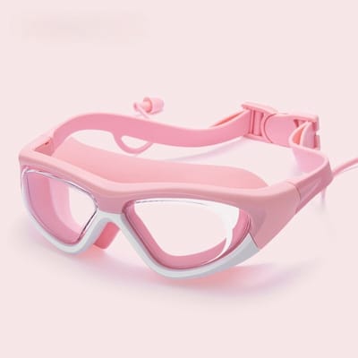 Kinderzwembril met oorkappen, breed gezichtsveld, anti-condens, UV-bescherming, volledig gezichtsmasker, comfortabel en waterdicht, geschikt voor beginners, unisex, geschikt voor jongens en meisjes van 3-12 jaar, Stijl 1