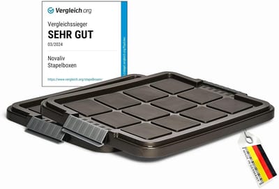 Novaliv 2x vervangingsdeksels 27 liter met clipsluiting 46,5x36,5 cm antraciet