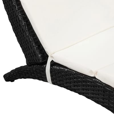 vidaXL - Ligbed - inklapbaar - met - kussen - poly - rattan - zwart