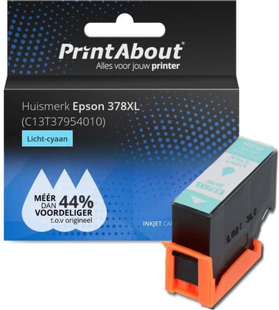 PrintAbout huismerk Inktcartridge 378XL (C13T37954010) Licht-cyaan Hoge capaciteit Geschikt voor Epson