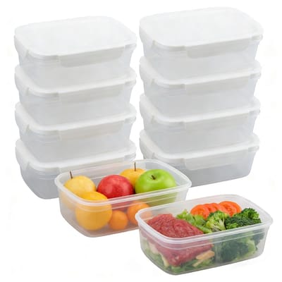 Dailygoods- Voedseldozen 10 stuks - Plastic - 850 ml - BPA-vrij - Temperatuur -40°C tot +230°C - Afmetingen 18 x 11,5 x 6 cm - Opbergdozen