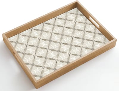Dienblad hout 50x35 cm - Schootdienblad - Grafisch - Patroon - Grijs - Borrelplank rechthoek - Plateau dienbladen