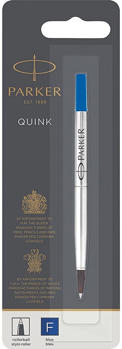 Parker rollerballpen inktvulling | fijn punt | blauwe QUINK inkt | 1 stuk