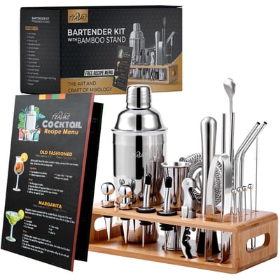 25-delige Mixologie Barman Kit met Cocktailshaker Jigger Cocktail Alcohol Mixer Shaker Set Barware gray