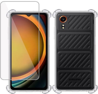 TechNow Hoesje + Screenprotector geschikt voor Samsung Galaxy Xcover 7 Pro Hoesje Screenprotector - Tempered Glass - Extreme Shock Case Transparant