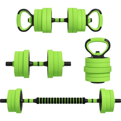 Sportnow Dumbbell Set 20kg 4-in-1 / 20kg 6-in-1 met Kettlebell Groene Gewichtstang