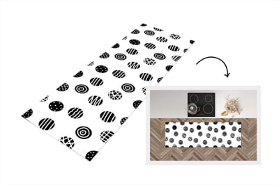 Keukenloper - Loper keuken - Patronen - Stip - Zwart Wit - 150x50 cm - Keukenloper vinyl