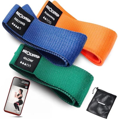 NEOLYMP Korte fitnessbanden – 3-delige set huidvriendelijke mini bands, stevige bands