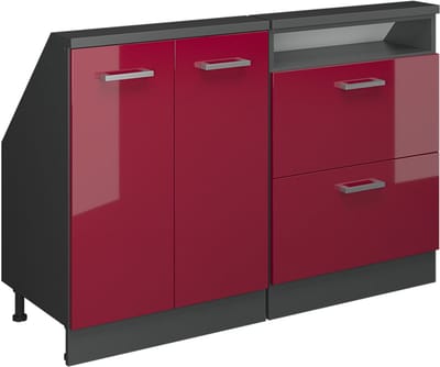 Vicco R-Line Keukenkast voor schuine wand – 120 cm Set van 2 Rood hoogglans/antraciet