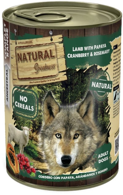 Natural Greatness - Dog - Wet - Complete - Lamb With Papaya, Cranberry And Rosemary - 6 X 400 Gr
