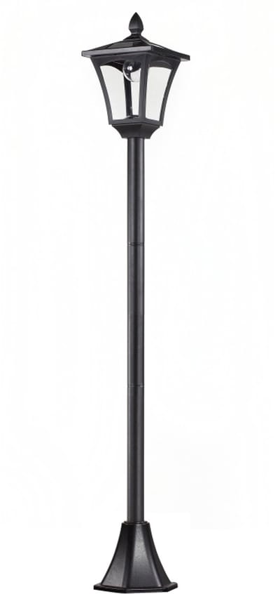 Solar Tuinlantaarn met Lichtsensor - Solar Tuinverlichting - Solar Lantaarn met LED - Tuinfakkel op Zonne Energie - IP44 - Solarlamp voor Buiten - Tuin & Balkon- van Roestvrij Staal - 160 cm Hoog - Zwart