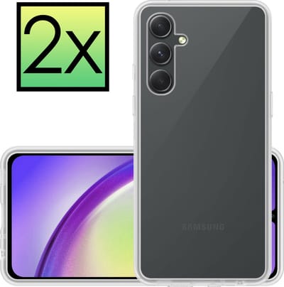 Hoesje - 2 Stuks - Geschikt voor Samsung Galaxy A34 - Sterk & Shockproof - Case Siliconen - Back Cover - Telefoon Hoes - Transparant