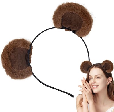 Ynkkvre - Hoofdband - Beren oren - Verkleedset - Cosplay accessoires - Pluche beren oorband met verstelbaar metalen frame - Hypoallergene siliconen vulling - Machinewasbaar en huidvriendelijk - Perfect voor feestjes - Bruin