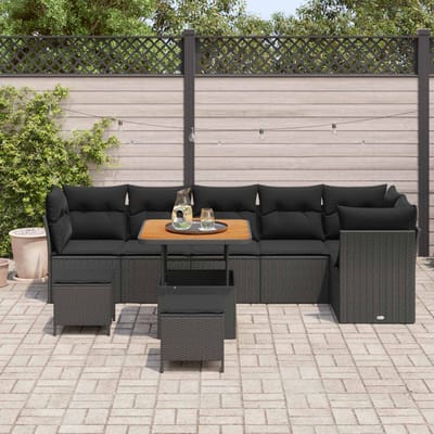 vidaXL - Tuinbank - Set - 9 - st - 6-Aantal - zitplaatsen - Zwart