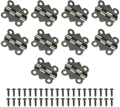 METERXITY 10-pack deurscharnieren, 3/4 inch (20 mm) gegalvaniseerd ijzer binnendeur vouwbare kont 180 ° mini-scharnieren met schroef voor houten doos/juwelendoos/kast [koperkleur]