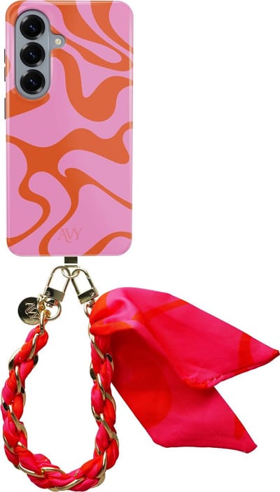AVY Hoesje Met Telefoonkoord | Geschikt voor Samsung Galaxy S26 | Compatibel met MagSafe & Qi2 | Hard Shell Back Cover | Stijlvol Bijpassend Koord Polsbandje (32CM) | Rosé Twist