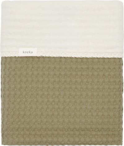 Koeka wiegdeken cotton fleece wafel Amsterdam moss 100x75