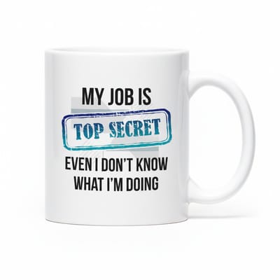 My Job Is Top Secret Grappige Mok – Kantoorhumor Cadeau – Ik Weet Niet Wat Ik Doe Koffiemok 330 ml