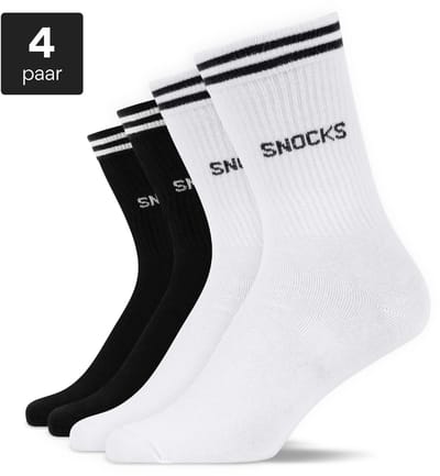 SNOCKS Hoge Sportsokken met Strepen - Sportsokken Heren - Sportsokken Dames - Biologisch Katoen - Maat 35/50 - 4 Paar - Comfortabel - Duurzaam Cadeau