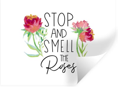 Muurstickers - Sticker Folie - Quotes - Spreuken - Stop and smell the roses - 40x30 cm - Plakfolie - Muurstickers Kinderkamer - Zelfklevend Behang - Zelfklevend behangpapier - Stickerfolie