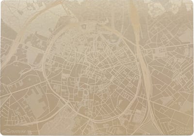 Place Maps Placemat Stadskaart Kopenhagen - Kunstleer - Zwart - 1 Stuk