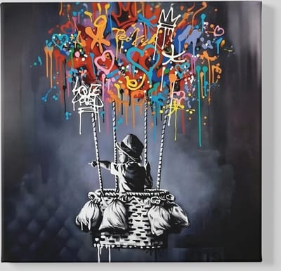 Vierkant Canvas Schilderij - Balloon - Graffiti - 40x40x2 cm
