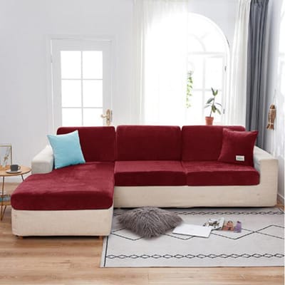 Fluwelen bankzithoes Kussenhoes Dikke jacquard Effen zachte stretch bankhoezen Funiture Protector Pillow cover meer blauwe kleur