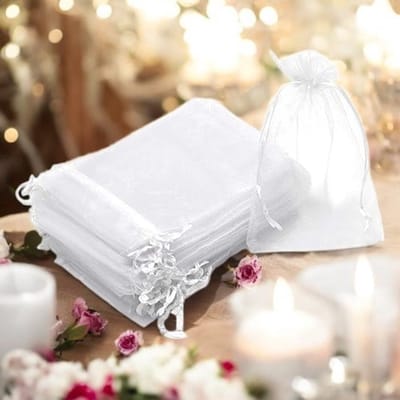 50 x Organza zakjes wit 7 x 9 cm