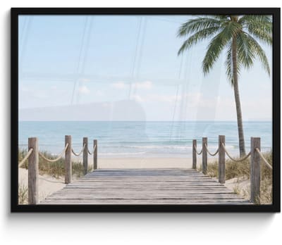 Poster in lijst - Fotolijst 80x60 cm - Posters - Palmbomen - Pad - Horizon - Posterlijst zwart - Decoratie - Wanddecoratie woonkamer - Muurdecoratie slaapkamer