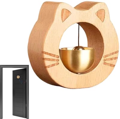 Katten Deurbel - Deurdecoratie Hanger - Huis Verwelkomen - Magnetische Bevestiging - 7.5 x 7.5 cm - Messing
