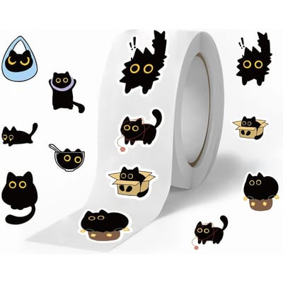 Autocollants Chat Noir | Papeterie, Emballage Cadeau, Cachets d'Enveloppe Décoratifs A