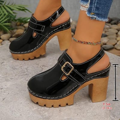 Sandalen Dames Grote Maten Blokhak Hoge Hak Enkele Gesp Sandalen Baotou Casual Mode 43 brown
