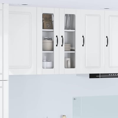 vidaXL - Wandglas - Kasten - PORTO - Hoogglans - wit - 60 - x - 31 - x - 80 - cm